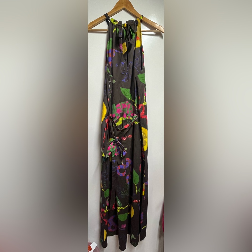 NEW MIRTO maxi sleeveless cotton dress  colorful tropical sz large (44) designer - Picture 5 of 9